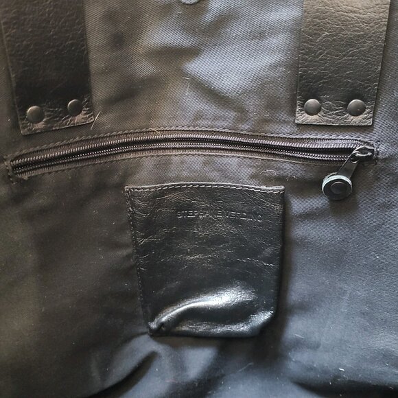 Stephane Verdino Tote Bag Paris Cream Orange Canvas Leather Handles - Picture 12 of 14